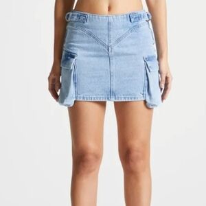 Manière De Voir Light Blue Denim Mini Skirt Cargo